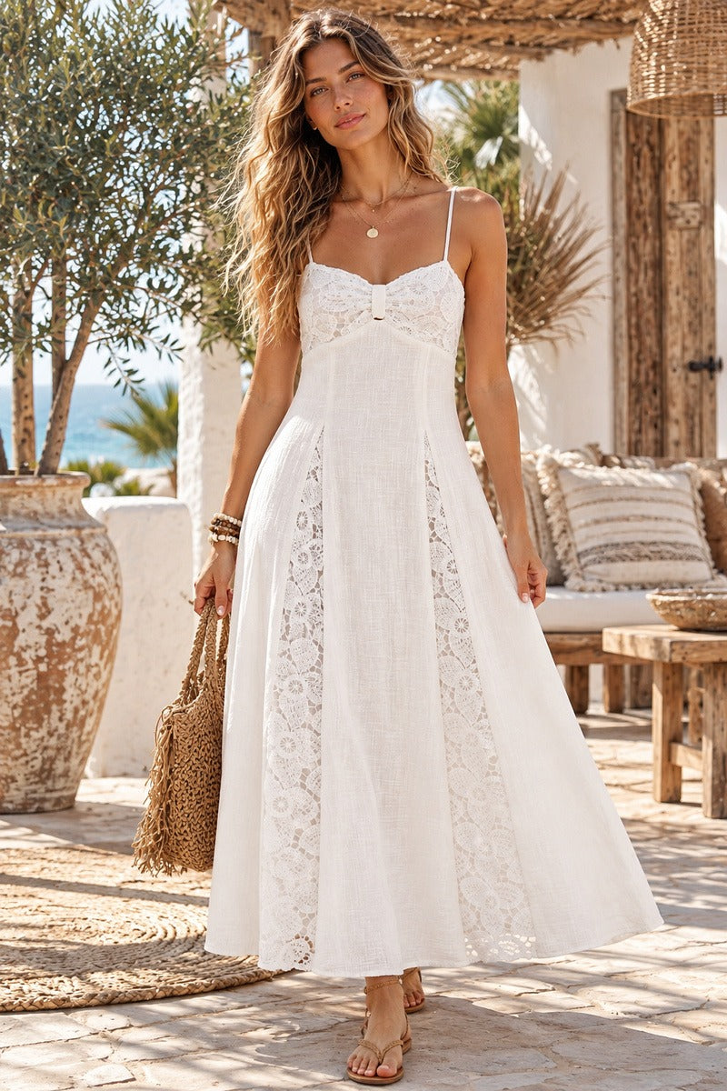 Desert Romance Lace Maxi Dress White