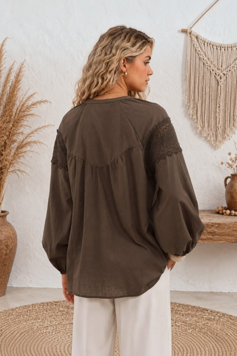 Chocolate Drift Lace Blouse