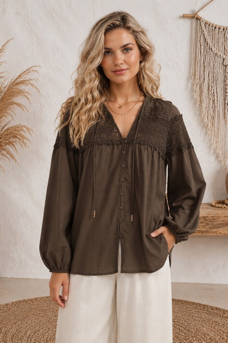 Chocolate Drift Lace Blouse