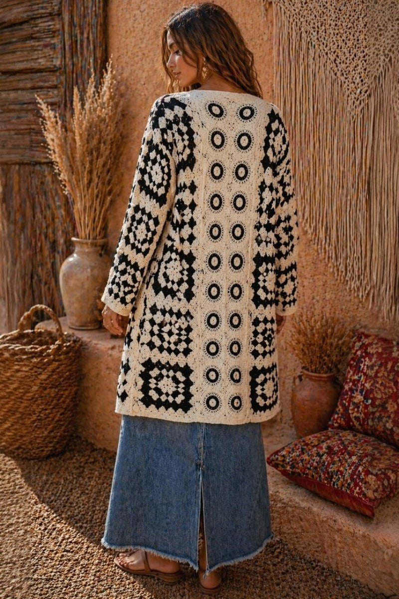 Nomad Soul Crochet Jacket – Natural & Black