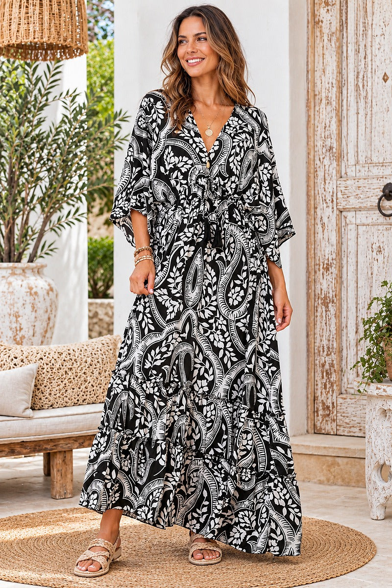 Midnight Paisley Maxi Dress
