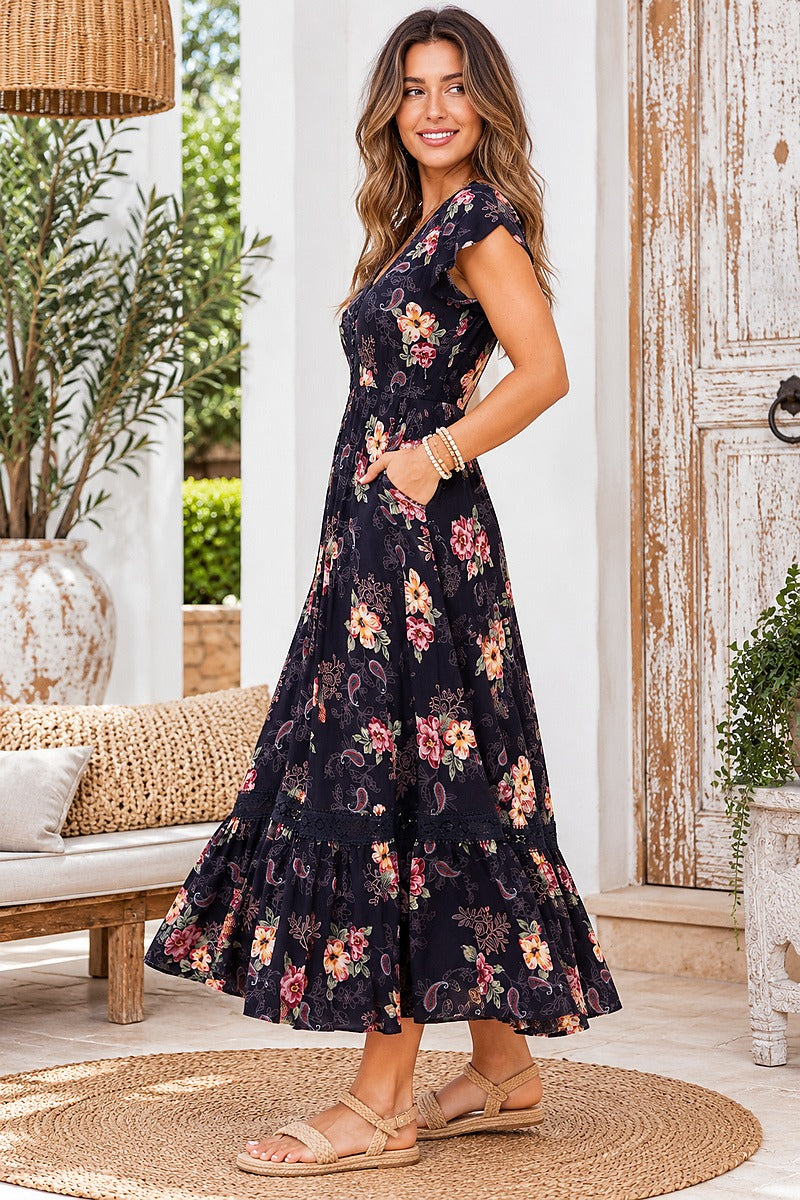 Midnight Bloom Maxi Dress