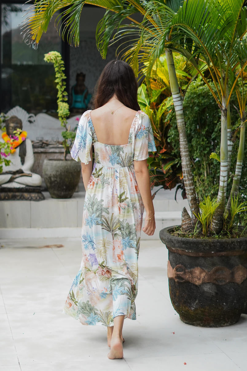 Azure Palm Maxi Dress