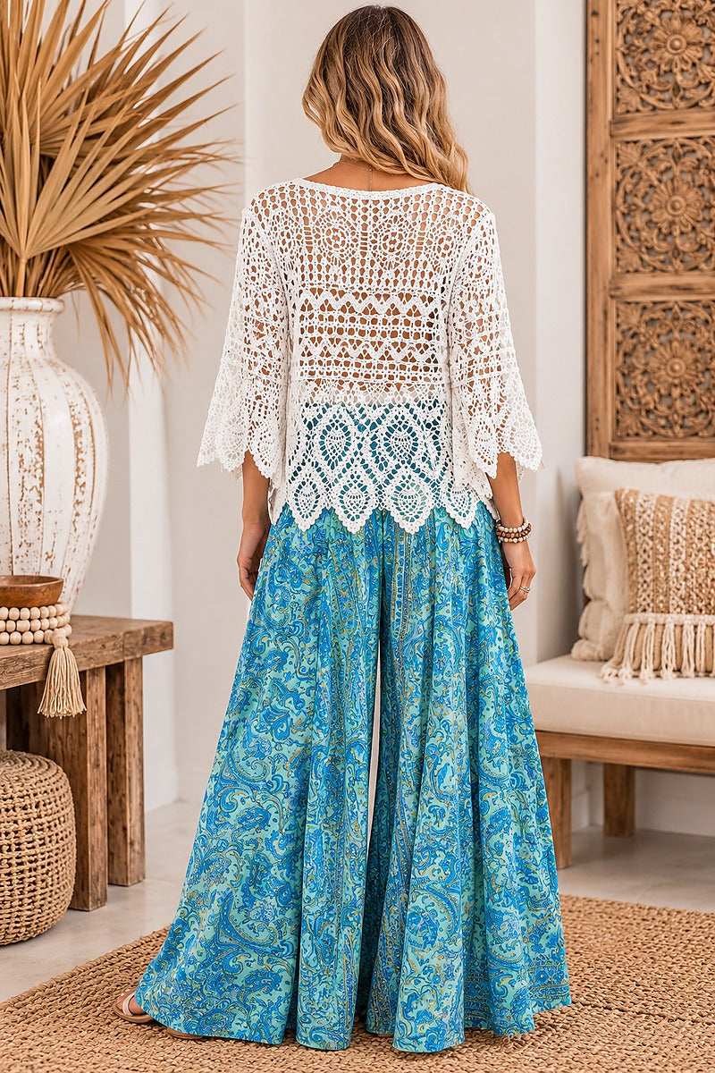 Wanderlust Boho Flow Pants – Aqua Blue