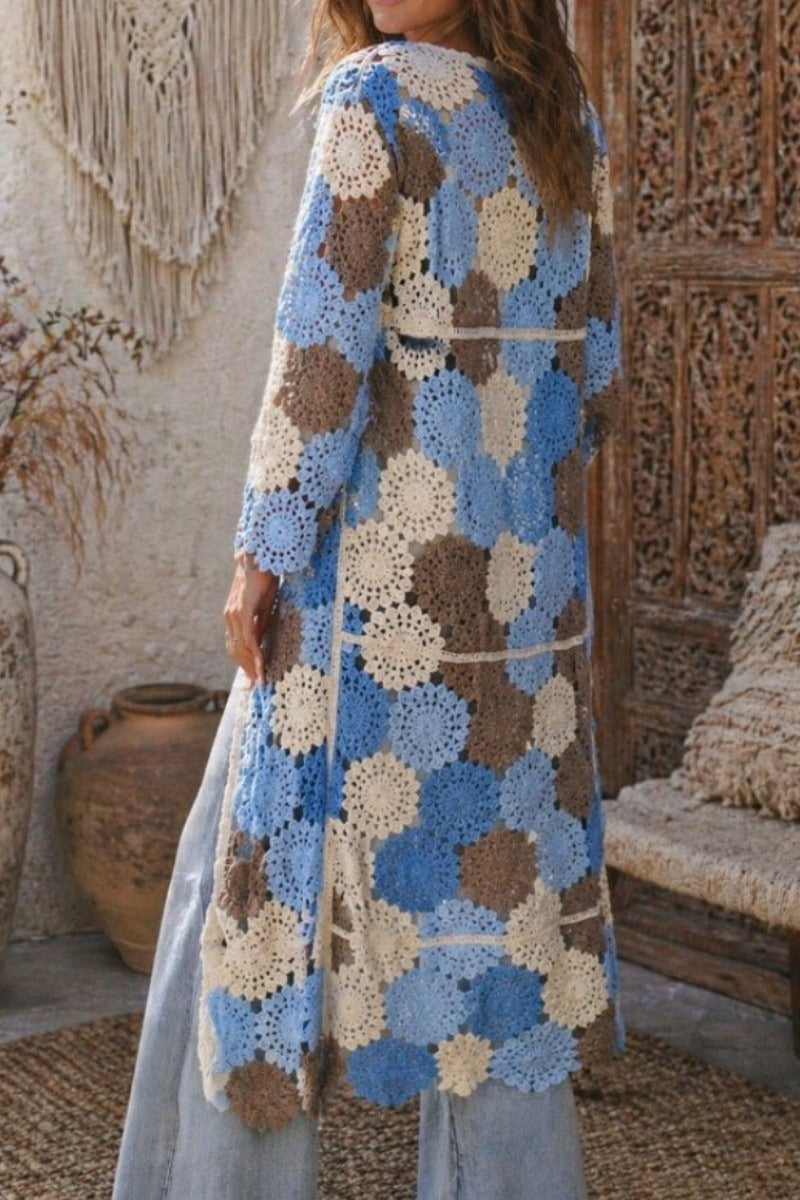 Crochet Duster Jacket Blue