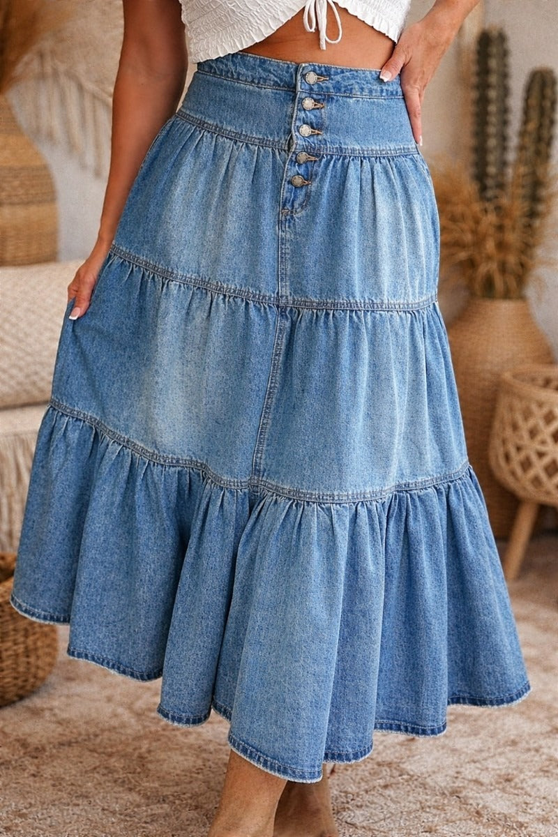 Indigo Drift Maxi Skirt