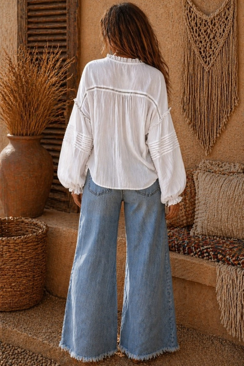 Nomad White Boho Blouse