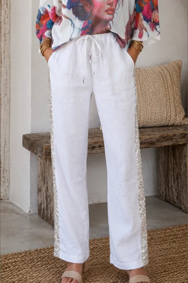 Capri White Linen Pants