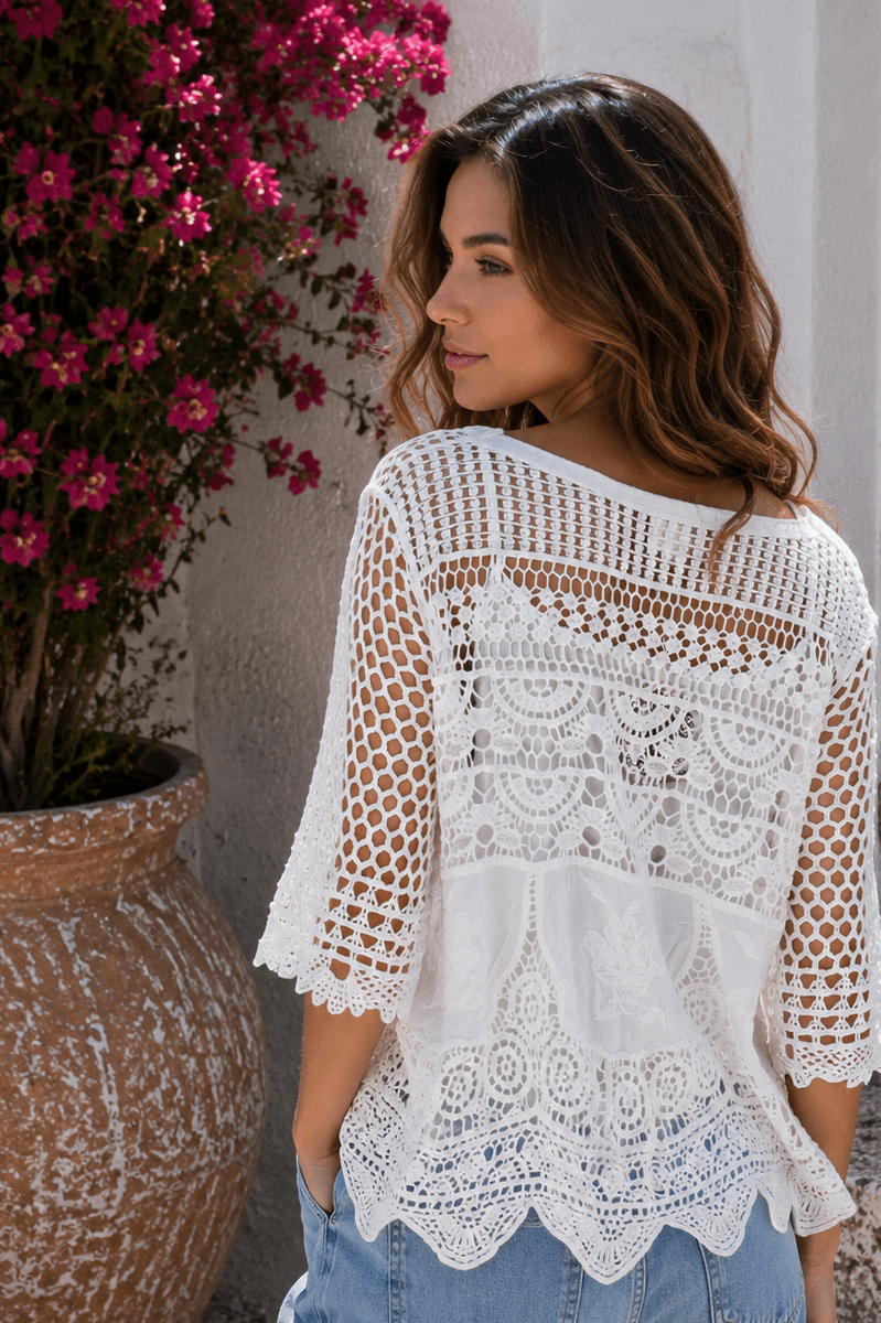 White Marbella Lace Top