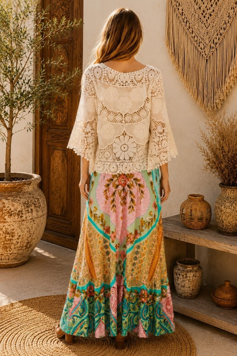 Santorini Bloom Maxi Skirt
