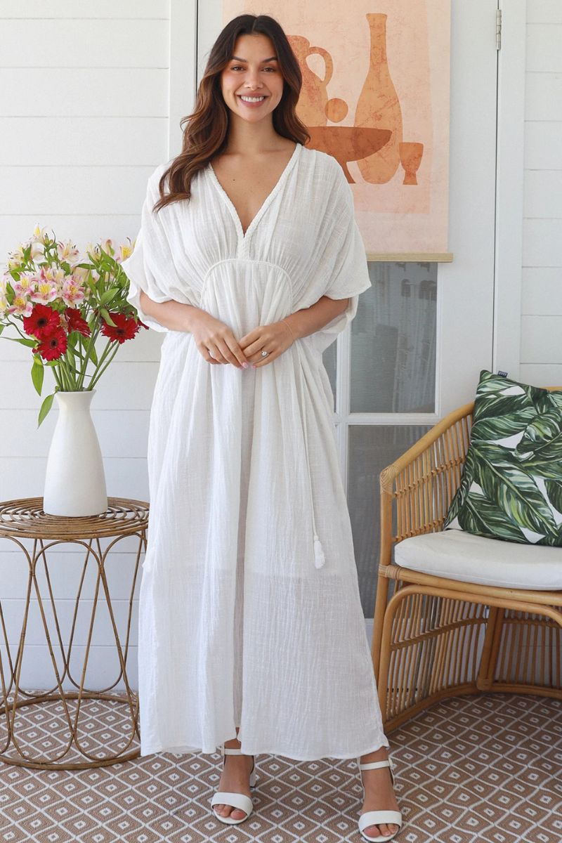 Boho Resort Maxi Dress White
