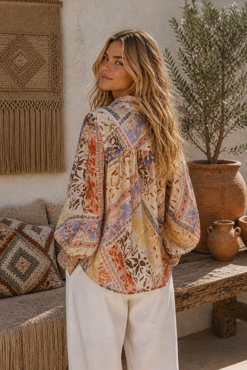Wanderlust Patch Blouse Desert Bloom