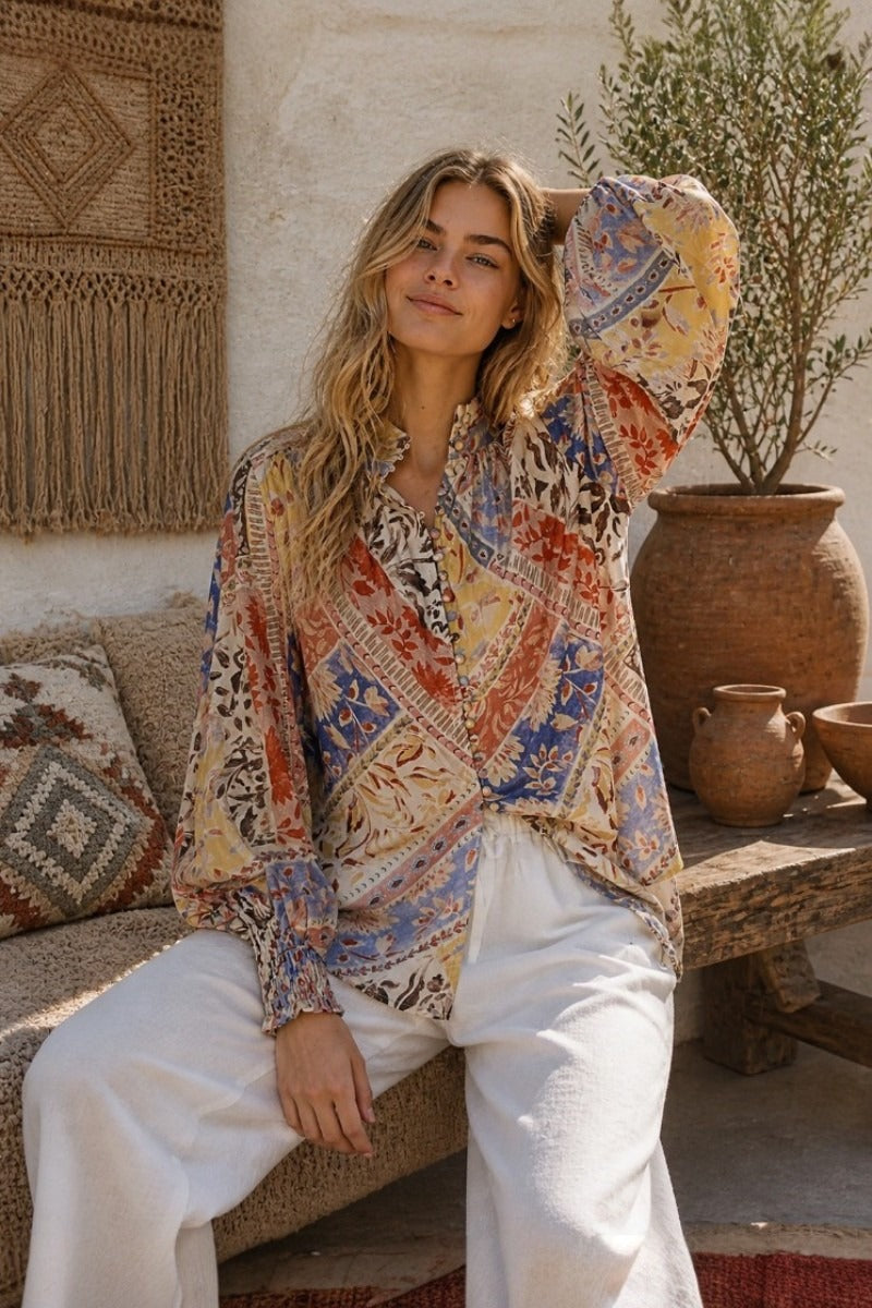 Wanderlust Patch Blouse Desert Bloom