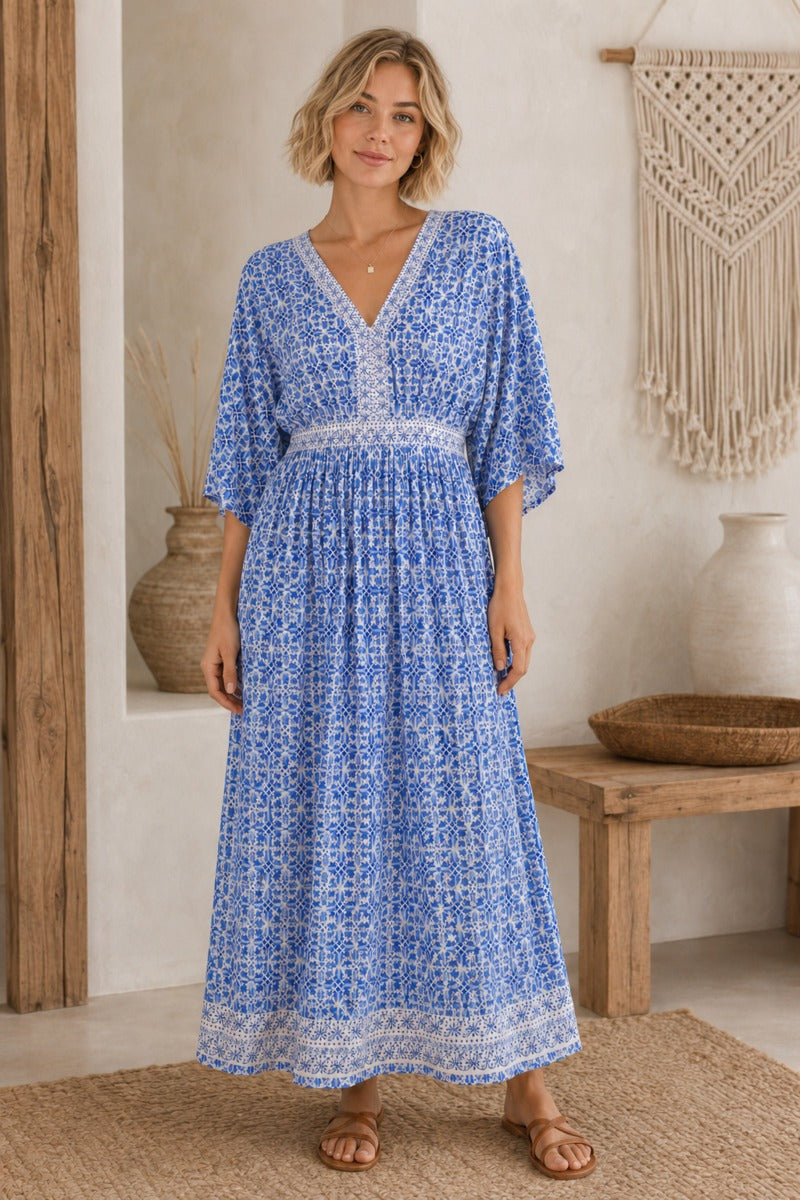 Santorini Skies Maxi Dress
