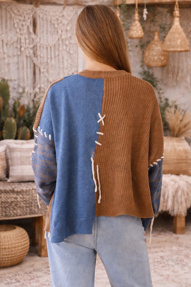 Sundown Patchwork Knit Blue