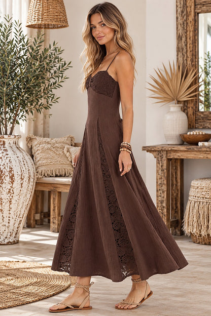 Desert Romance Lace Maxi Dress Chocolate