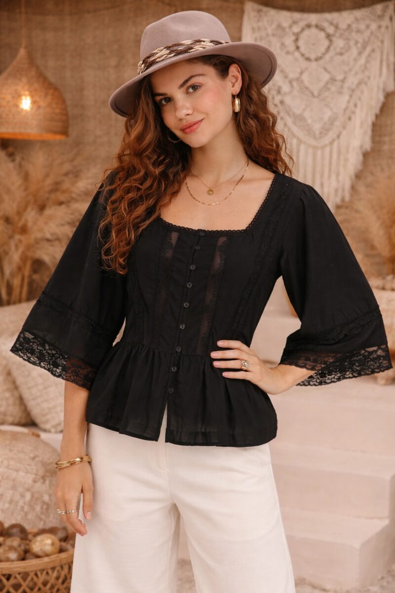 Indira Lace Blouse Black