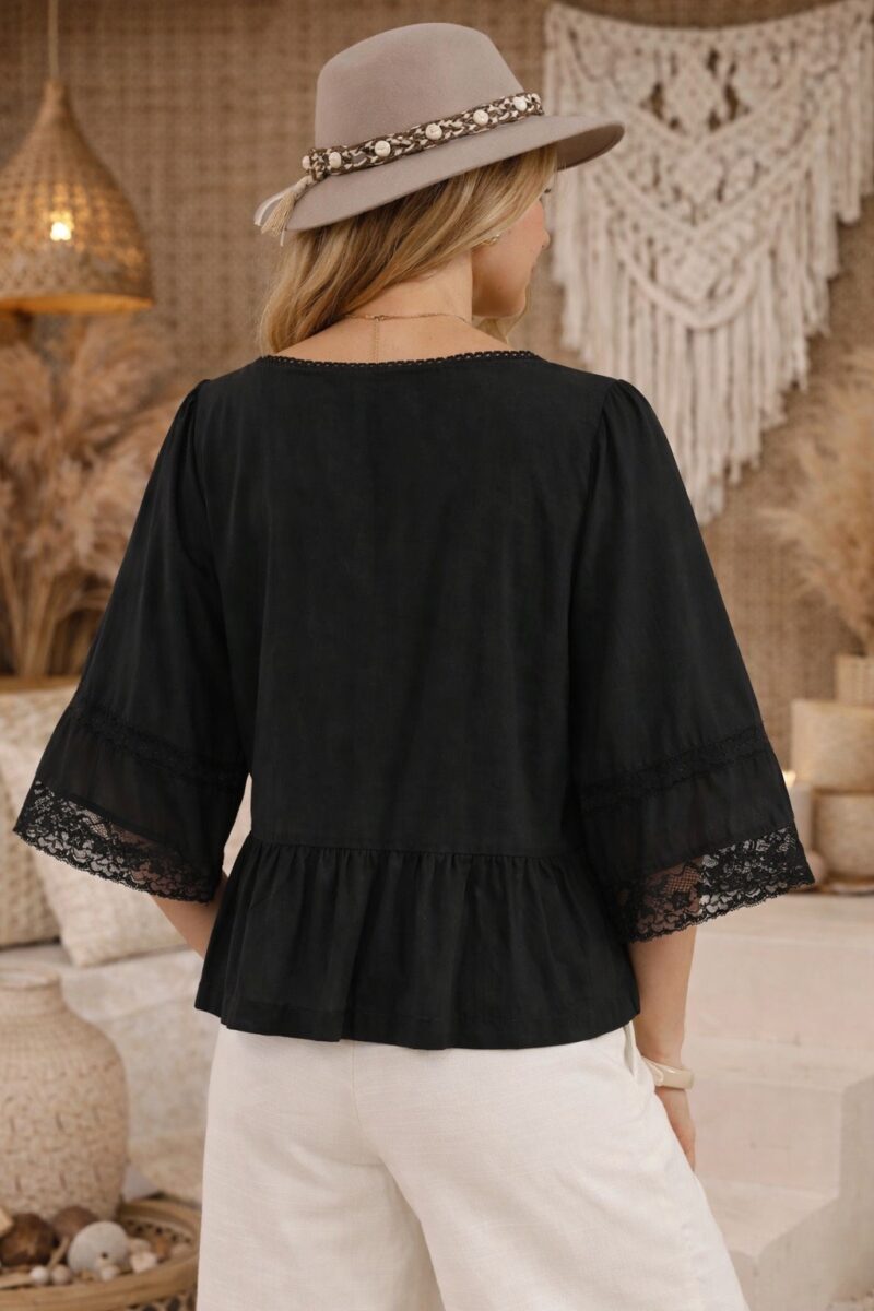 Indira Lace Blouse Black