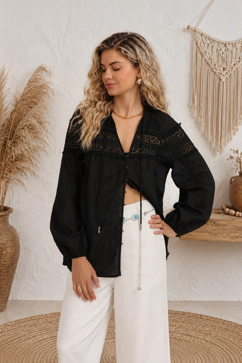 Black Drift Lace Blouse