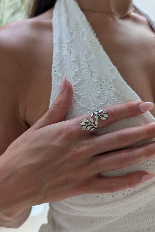 Willow Leaf Embrace Adjustable Ring