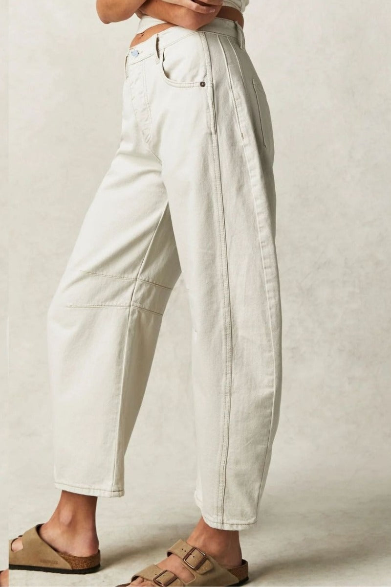 Byron Barrel Jeans White