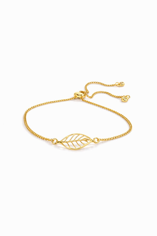 Golden Whisper Leaf Adjustable Bracelet