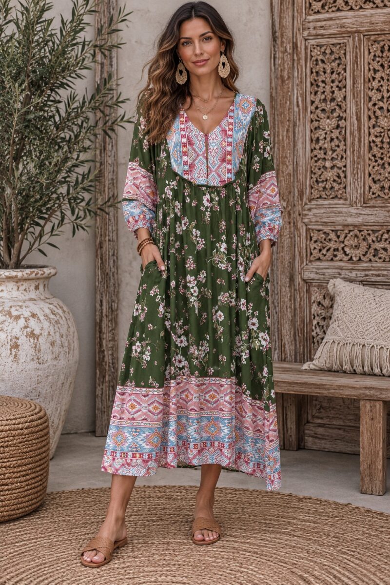 Boheme Emerald Midi Dress