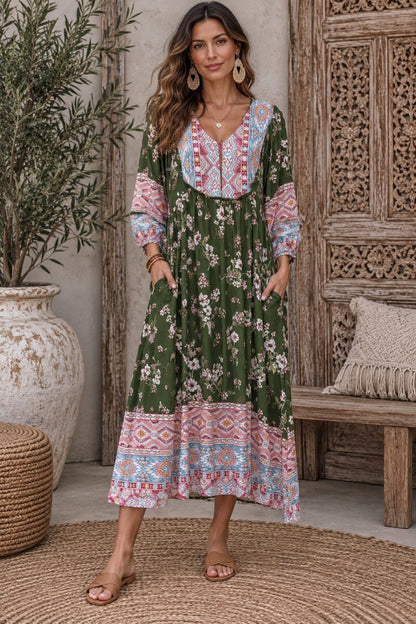 Boheme Emerald Midi Dress