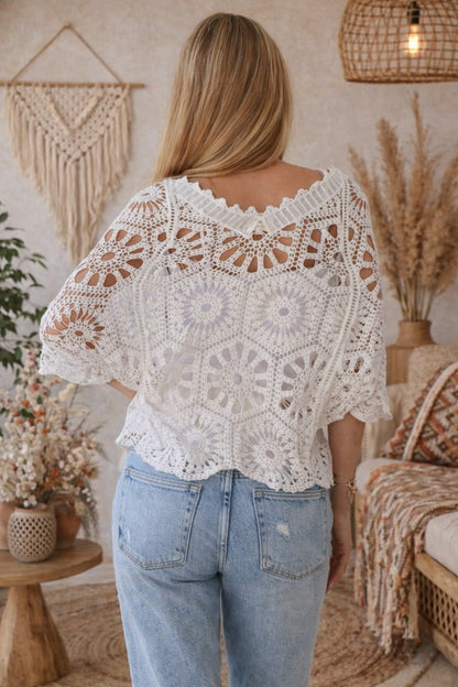 Gypsy Shore Crochet Top White