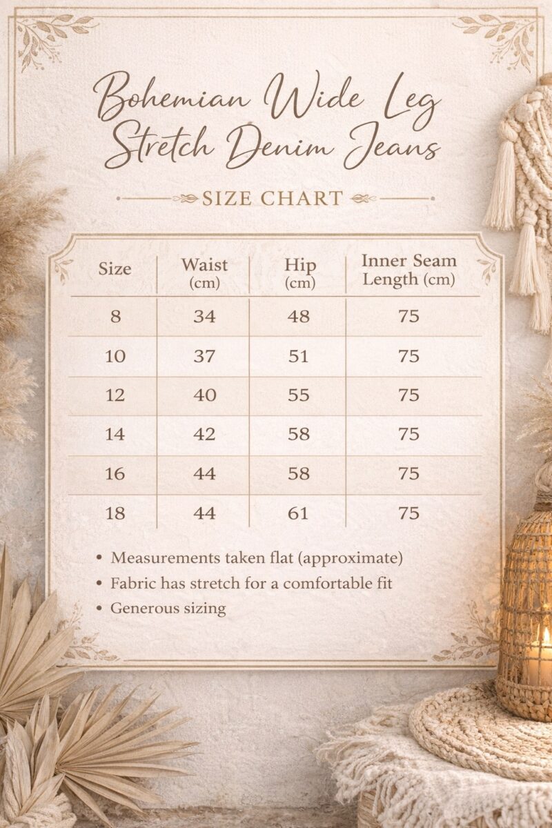 Bohemian Wide Leg Stretch Denim Jeans