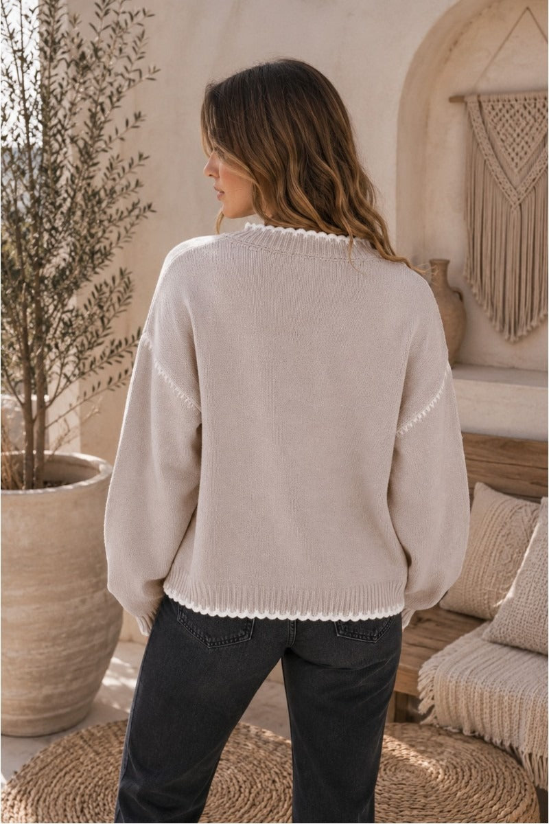 Muse Contrast Knit Pebble