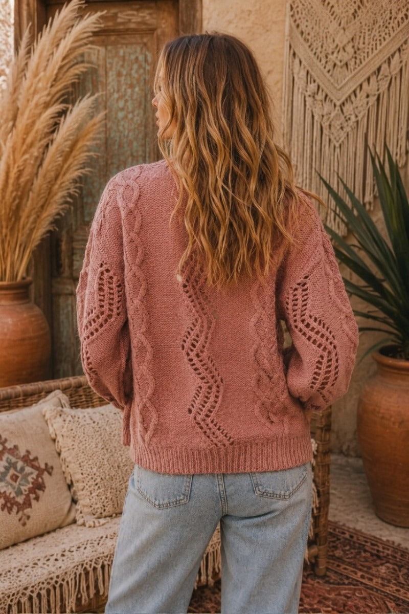 Morning Mist Knit Cardi Rose