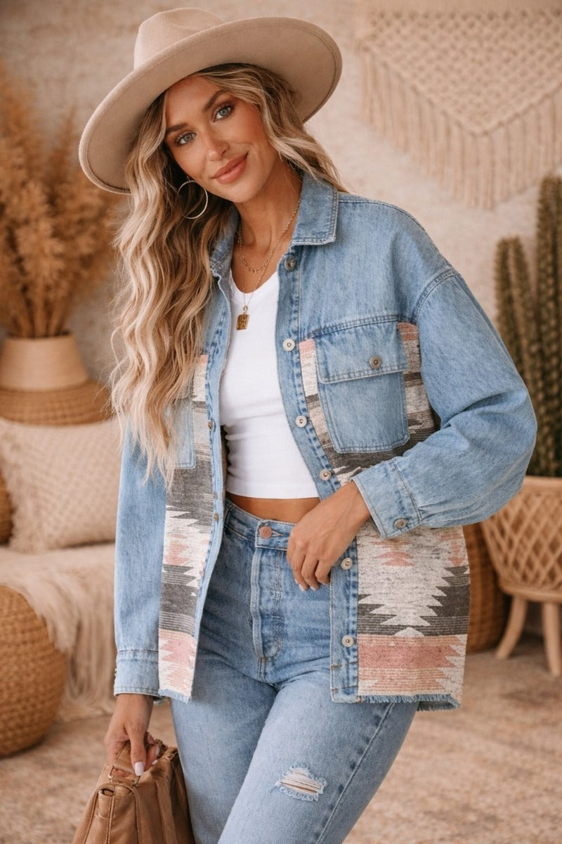 Desert Mesa Aztec Denim Jacket