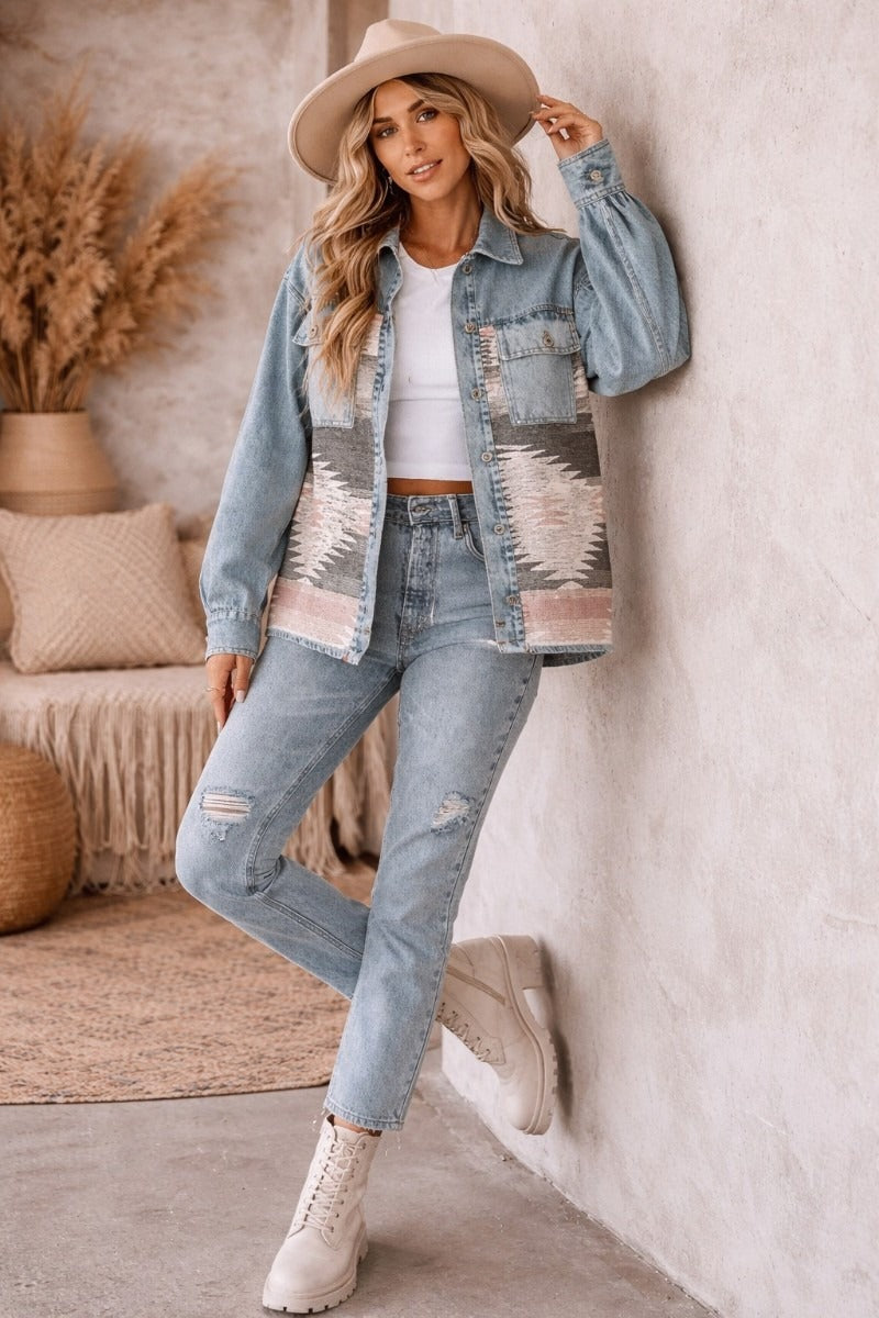 Desert Mesa Aztec Denim Jacket
