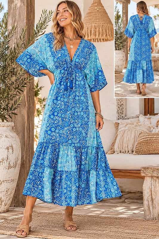 Island Azure Bloom Maxi Dress