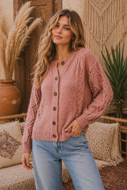 Morning Mist Knit Cardi Rose