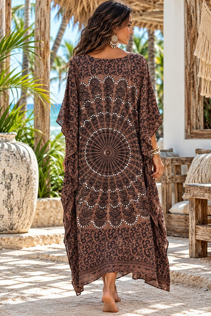 Sahara Soul Hand Beaded Kaftan Chocolate Black