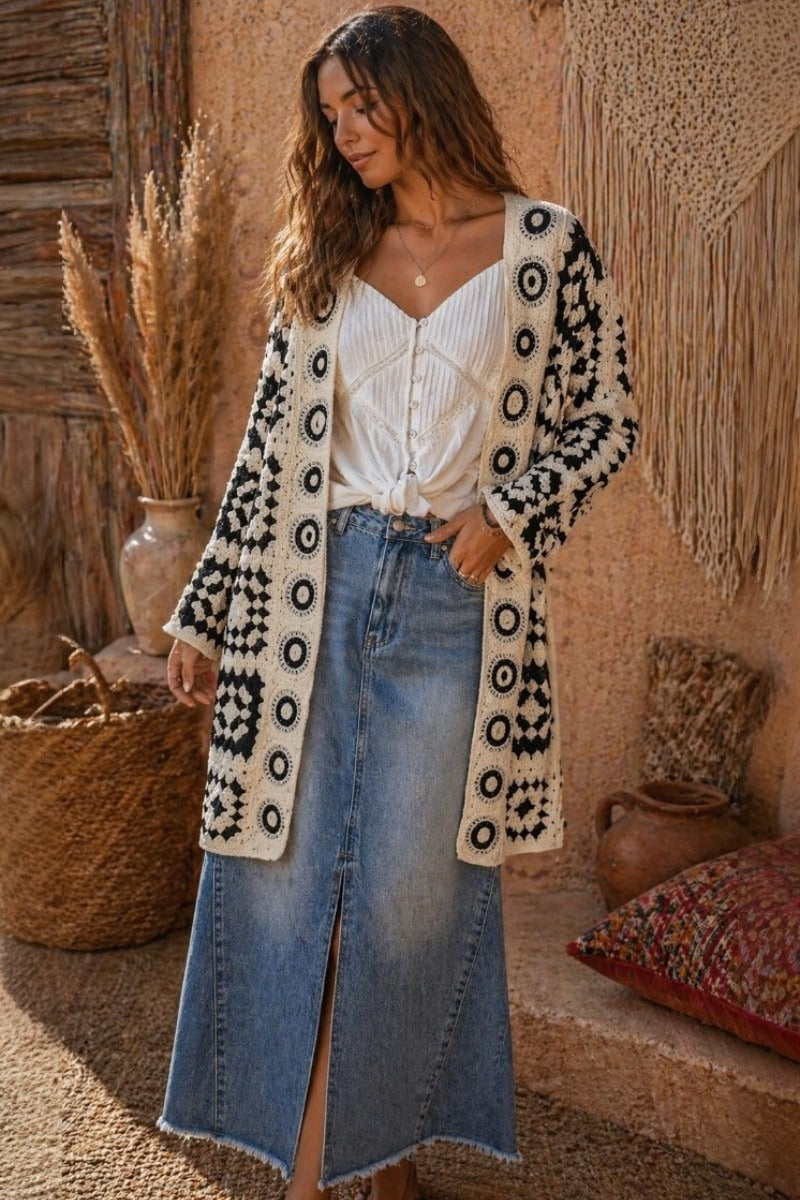 Nomad Soul Crochet Jacket – Natural & Black