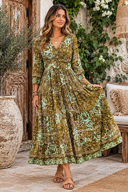 Cyan Bloom Midi Dress