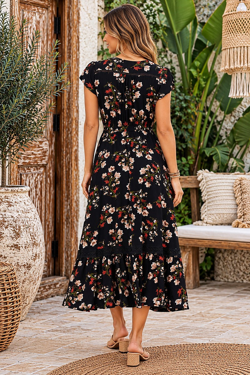 Midnight Magnolia Maxi Dress