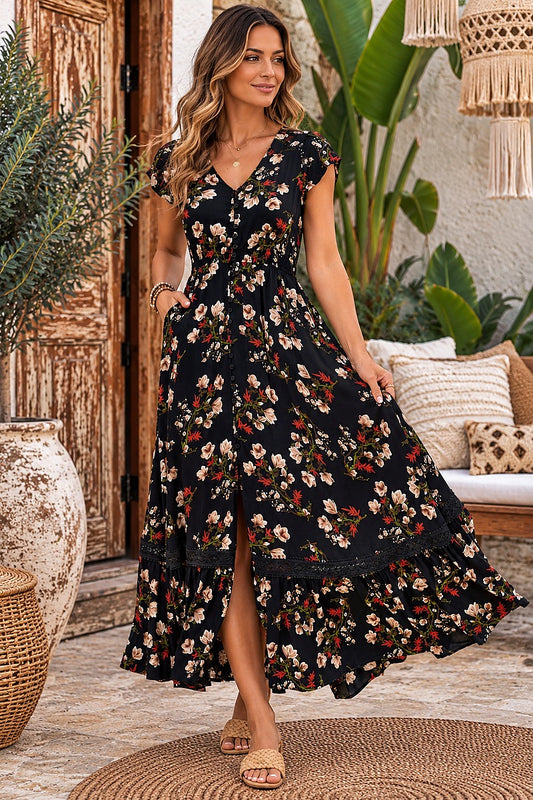 Midnight Magnolia Maxi Dress