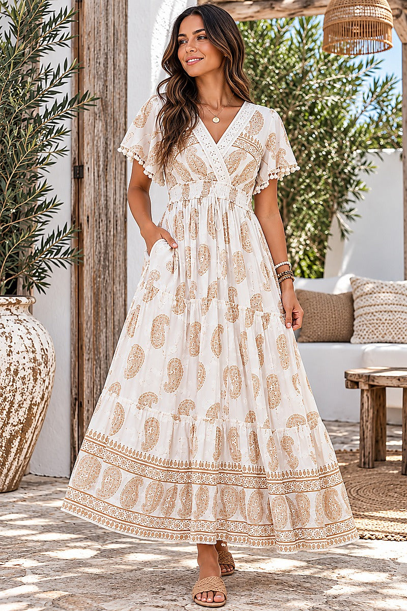 Golden Mirage Maxi Dress White