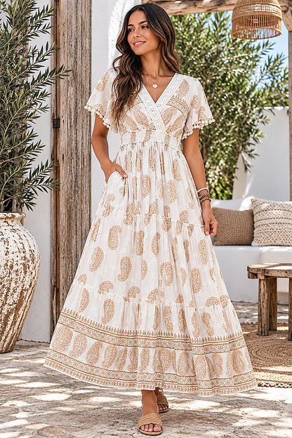 Golden Mirage Maxi Dress White