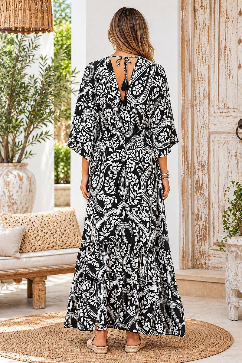 Midnight Paisley Maxi Dress