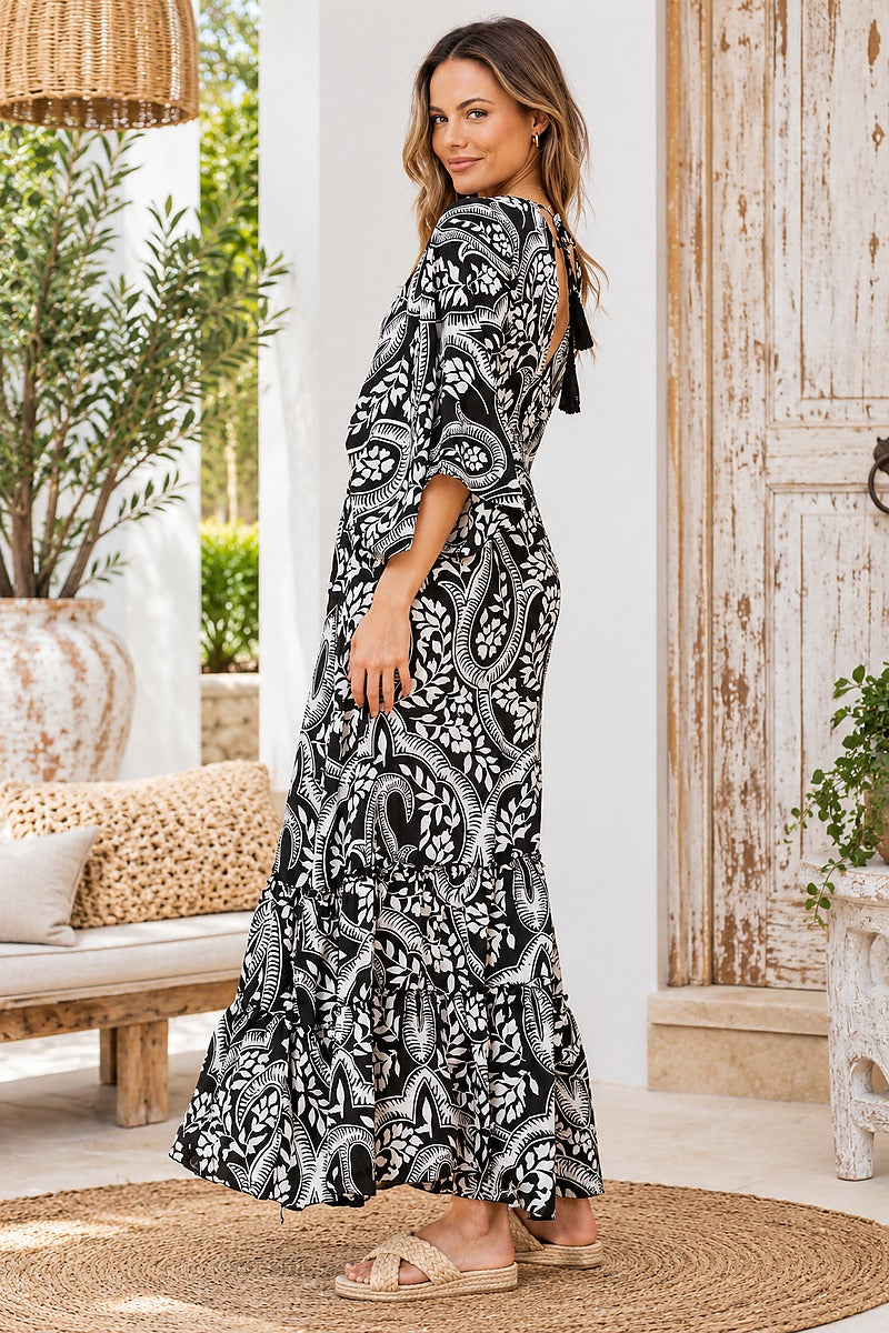 Midnight Paisley Maxi Dress