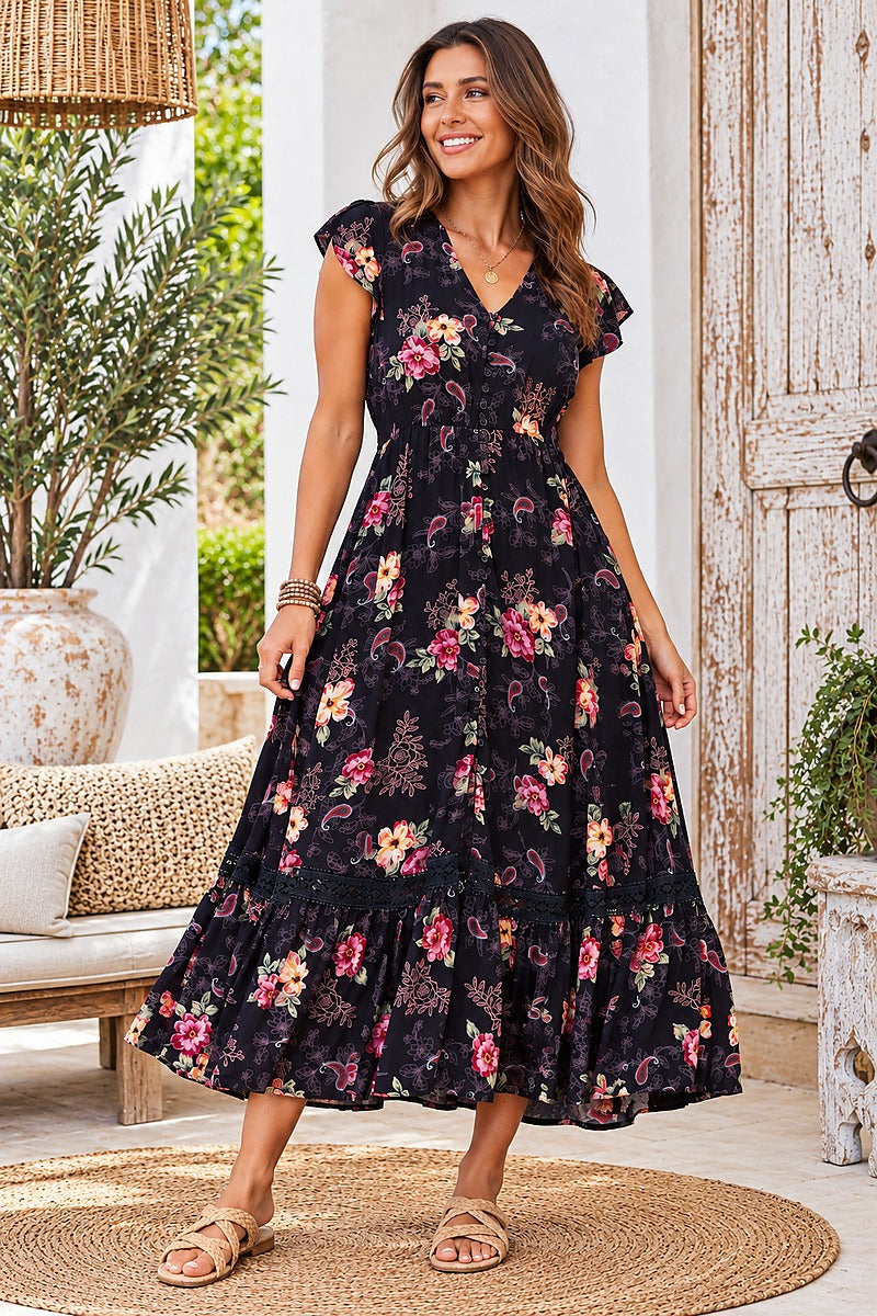 Midnight Bloom Maxi Dress