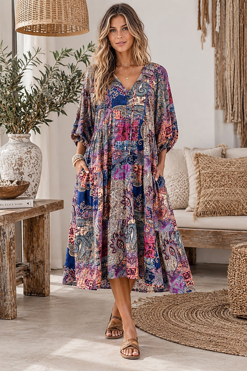 Midnight Boheme Midi Dress