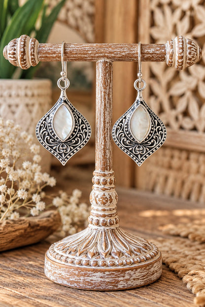 Mystic Lagoon Silver Plated Earrings Ivory Shell