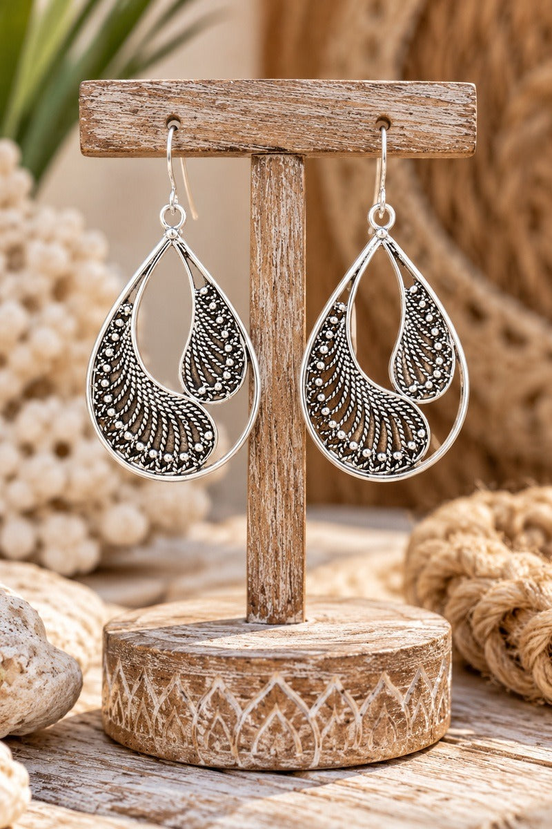 Mystic Swirl Silver Filigree Earrings