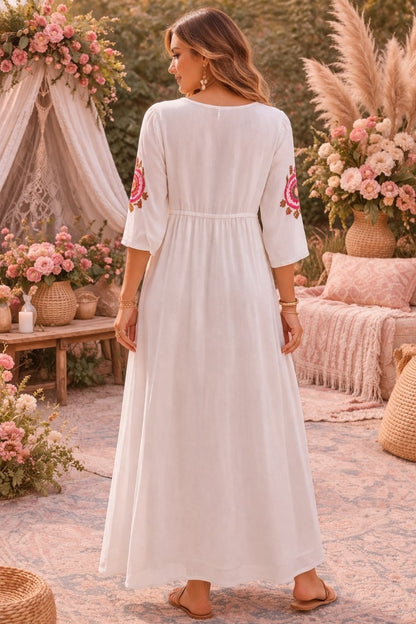 Seraphina Embroidered Mirror Work Maxi Dress